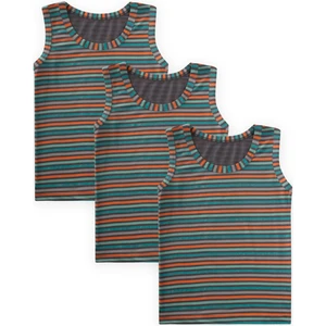 Üçlü Geniş Askılı Atlet Set 2-9 Yaş Çizgili