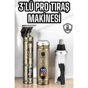 Tıraş Makinesi Üç Başlıklı Saç Sakal ve Vücut Tıraşına Uygun