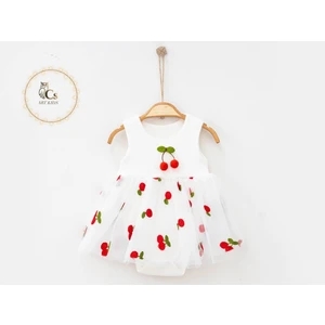 Kiraz Nakışlı Tüllü Elbise