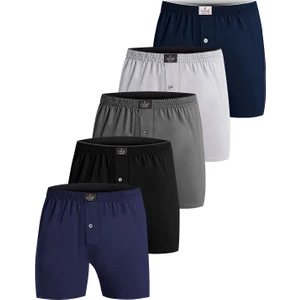 Premium 5'li Erkek Boxer Düğmeli, Süprem -  Hediye Kutulu, %100 Pamuk, Ultra Yumuşak Kumaş, Rahat Kalıp, Etiketsiz ve Kaliteli Iç Giyim