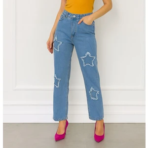 Nd Jeans-Wide Leg Likralı Yıldız Nakışlı Kot Pantolon