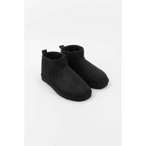 Süet Yarım Bot Içi Tüylü Kalın Taban Ayakkabı