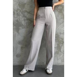 Kadın Yeni Sezon Yüksek Bel Gri Klasik Kumaş Pantolon Gri / Xl