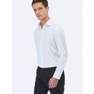 Beyaz Düz Slim Fit Dokuma Klasik %100 Pamuk Gömlek