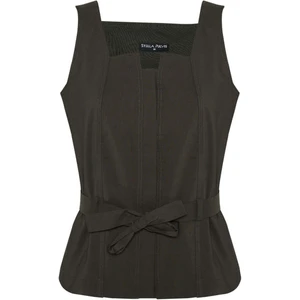 Haki Kuşaklı Kuplu Bluz