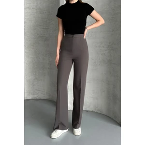 Kadın Yeni Sezon Yüksek Bel Klasik Antrasit Kumaş Pantolon Antrasit / L