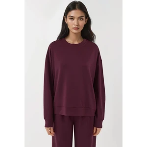 Kadın Modal Touch Basic Sweatshirt Bordo Kırmızı
