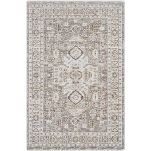 Cool Halı Belina Krem Vizon Vintage Halı Ince Etnik Desen Bukle Retro Oda Oturma Odası Salon Halısı