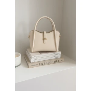 Kadın Gold Aksesuar Detaylı Üç Bölmeli Tasarım Çıkarılabilir Makyaj Çantalı El ve Omuz Çantası Roma