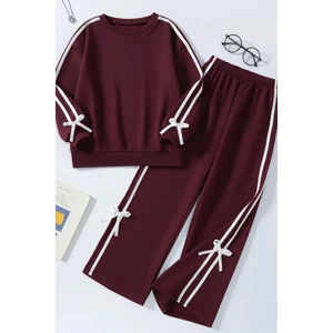 Kız Çocuk Çift Şerit Kurdele Eşofman Takımı 4-16 Yaş 12145