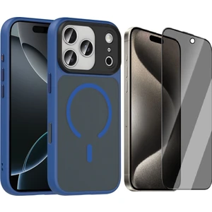 iPhone 17 Pro Kılıf Mat Arka Yüzey Wireless Şarj Özellikli Zore Sio M-Safe Kapak + Hayalet Ekran Koruyucu