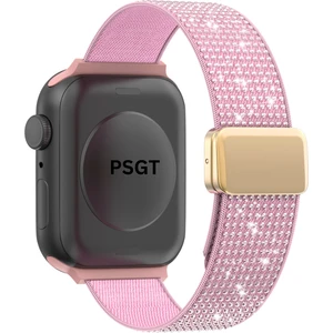 Lüks Sparkle Elmas Manyetik Kayış Apple Watch 1/2/3/4/5/6/se/7/8/9 38/40/41MM -S10(42MM) Kumaş Taşlı