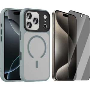 iPhone 17 Pro Max Kılıf Mat Arka Yüzey Wireless Şarj Özellikli Zore Sio M-Safe Kapak + Hayalet Ekran Koruyucu
