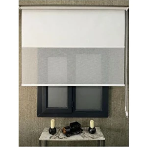 Volper Mekanik Çift Mekanizmalı Perde Beyaz Renk Düz Desen Polyester 180x200 cm