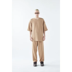 Oversize Basıc Triko Eşofman Takım Vizon