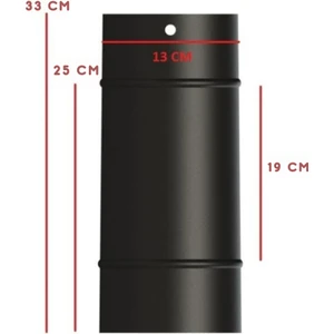 Soba Mat Siyah Emaye Soba Borusu-Boy: 33/25/19 Cm-Çap: 13 cm