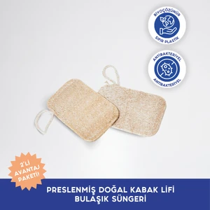 %100 Doğal Kabak Lifinden 2'li Sıfır Atık Bulaşık Süngeri