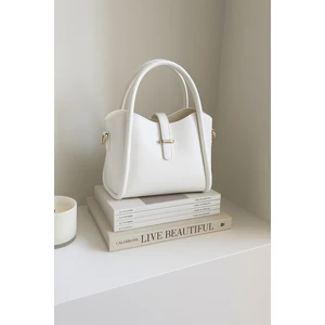 Kadın Gold Aksesuar Detaylı Üç Bölmeli Tasarım Çıkarılabilir Makyaj Çantalı El ve Omuz Çantası Roma