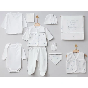 Ayıcık Nakışlı 10LÜ Erkek Bebe Hastane Çıkışı Set