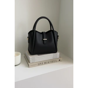 Kadın Gold Aksesuar Detaylı Üç Bölmeli Tasarım Çıkarılabilir Makyaj Çantalı El ve Omuz Çantası Roma