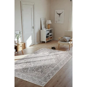 Stonart Klasik Eskitme Vintage Desenli Otantik Yıkanabilir Gri/kahverengi Halı Al 444