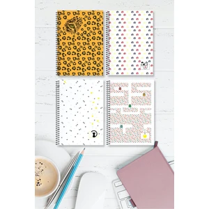 A5 Spiralli Defter 4'lü Set Çizgisiz 96 Sayfa Karton Kapak Ikonik Seri Okul Defteri
