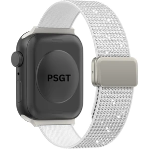 Lüks Sparkle Elmas Manyetik Kayış Apple Watch 1/2/3/4/5/6/se/7/8/9 38/40/41MM -S10(42MM) Kumaş Taşlı