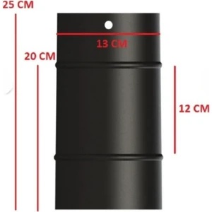 Soba Mat Siyah Emaye Soba Borusu-Boy: 25/20/12 Cm-Çap: 13 cm
