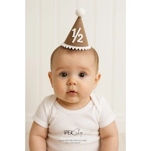 Yarım Yaş Şapkası Kahve Beyaz 1/2 Yaş Şapkası