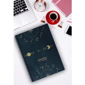 A5 Spiralli Defter 96 Sayfa Çizgili, Houmai Serisi Özel Koleksiyon Karton Kapak