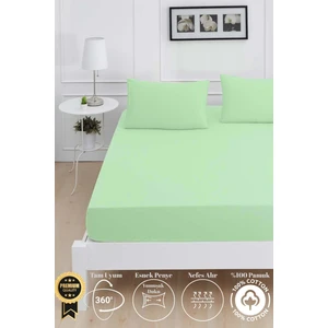 Mirava Premium %100 Pamuk Penye Lastikli Çift Kişilik Çarşaf Takımı (2 Yastık Kılıfı Dahil) Mint 160X200CM
