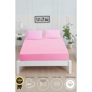 Mirava Premium %100 Pamuk Penye Lastikli Tek Kişilik Çarşaf Takımı (1 Yastık Kılıfı Dahil) Pembe 100X200CM
