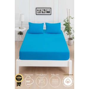 Mirava Premium %100 Pamuk Penye Lastikli Çift Kişilik Çarşaf Takımı (2 Yastık Kılıfı Dahil) Turkuaz 160X200CM