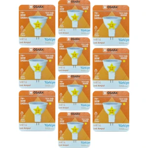(10 Adet) Osaka 12VOLT 7W (50W) Sarı (3000K) Gu5.3 Duylu (Iğne Bacak) LED Spot Ampul