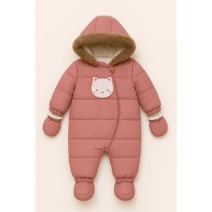 Yeni Sezon Sevimli Kedi Figürlü Kapüşonlu Içi Kürklü Bebek-Çocuk Kozmonot-Astronot Tulum Mont