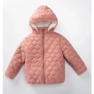 Desenli Kapşonlu Kız Çocuk Mont 50142