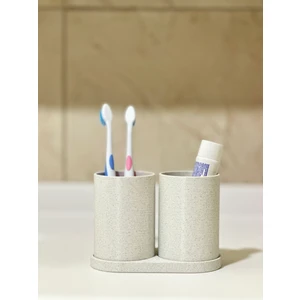 Modern Banyo Düzenleyici V3 - Diş Fırçalık Seti - Ikili Set - Mermer Beyaz 10CM