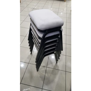 Tabure 6 Adet Siyah  Demir Ayaklı Silinebilir Kumaş Yeni Trend Mutfak  Taburesi Dikdörtgen Tabure