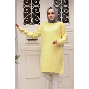 Sarı Tesettür Triko  Kazak Tunik 17203SR
