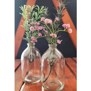 2 Adet 100ML Küçük Şeffaf Cam Vazo Şişesi 2X100ML Dekoratif Şişe (Çiçeksiz) (Y:9,4 G:5)