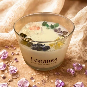 Çakra Dengeleme & Aktifleştirme Tılsımlı Ritüel Mumu – Yasemin Esanslı Soya Wax – 7 Çeşit Doğal Taş