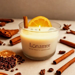 Bolluk & Bereket Tılsımlı Ritüel Mumu – Portakal Esanslı Soya Wax – Tarçın & Sitrin & Kaya Tuzu