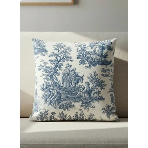 French Village Fransız Köylü Desenli Vintage Kırlent Kılıfı 40X40 45X45 50X50 cm %100 Keten