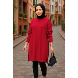 Kırmızı Tesettür Kazak Tunik 17203K