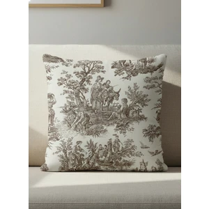 French Village Fransız Köylü Desenli Vintage Kırlent Kılıfı 40X40 45X45 50X50 cm %100 Keten