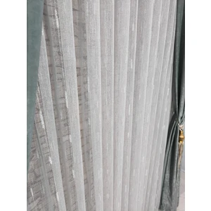 Tül Perde Gümüş Sim Çizgili Hoş Görünümlü  Tüm  Odalara Uygun 1/3 Pileli