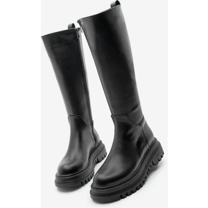 Kadın Kalın Tırtıklı Taban Fermuarlı Günlük Bot Galori Siyah