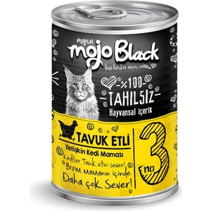Mojo Black No:3 Tahılsız (400GR) Tavuk Etli Yetişkin Kedi Konservesi 12'li