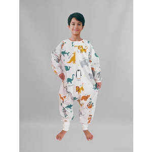 Pamuk Pazen Uzun Kollu Unisex Kışlık Çocuk Uyku Tulumu %100 Pamuk Hayvan Desenli 20-24 Derece 1 Tog