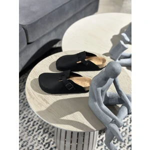 Oslo Hakiki Deri Mantar Taban Ortopedik Unisex Terlik